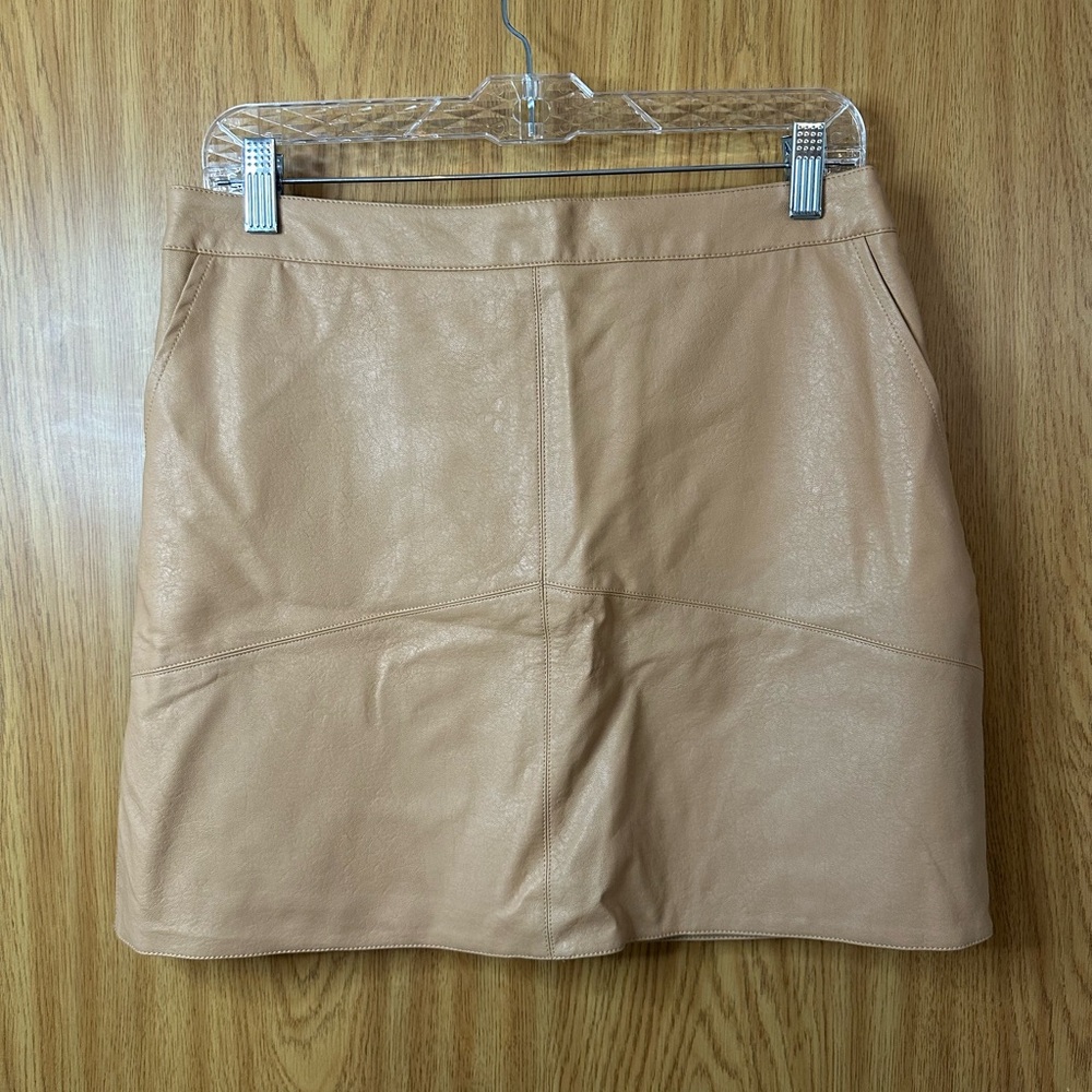 Lulu's Beige Leather Mini Skirt